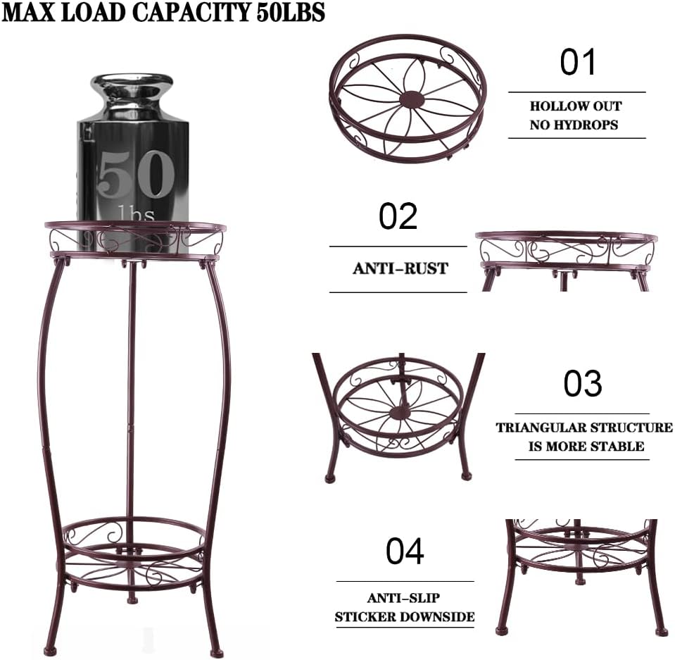Metal Plant Stand,Indoor Outdoor 2 Tiers Tall Plant Stands,27.1'' Iron Corner Flower Pot Holder, Plant Rack,Display