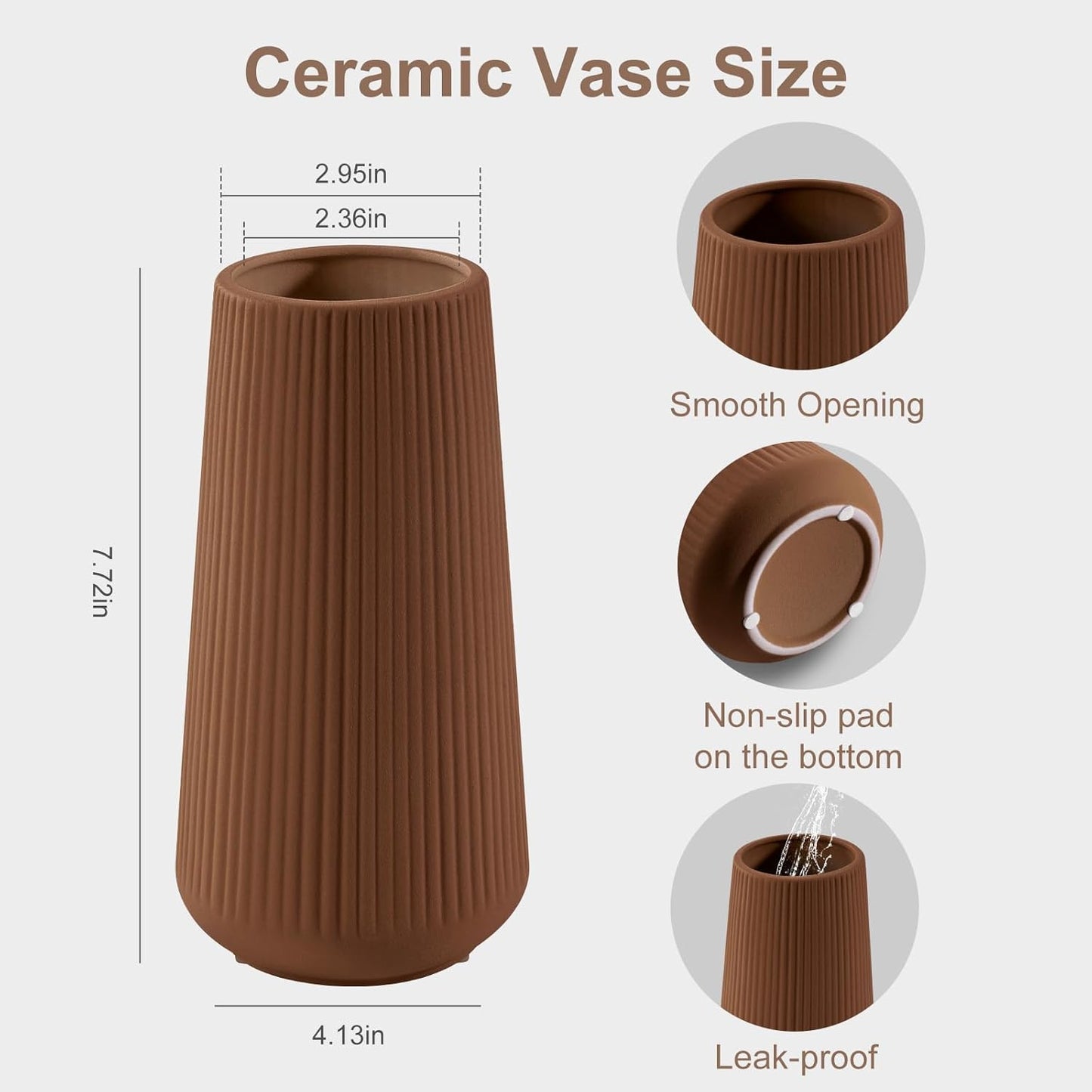 Ceramic Vase / Small Flower Vase for Pampas Grass / Caramel
