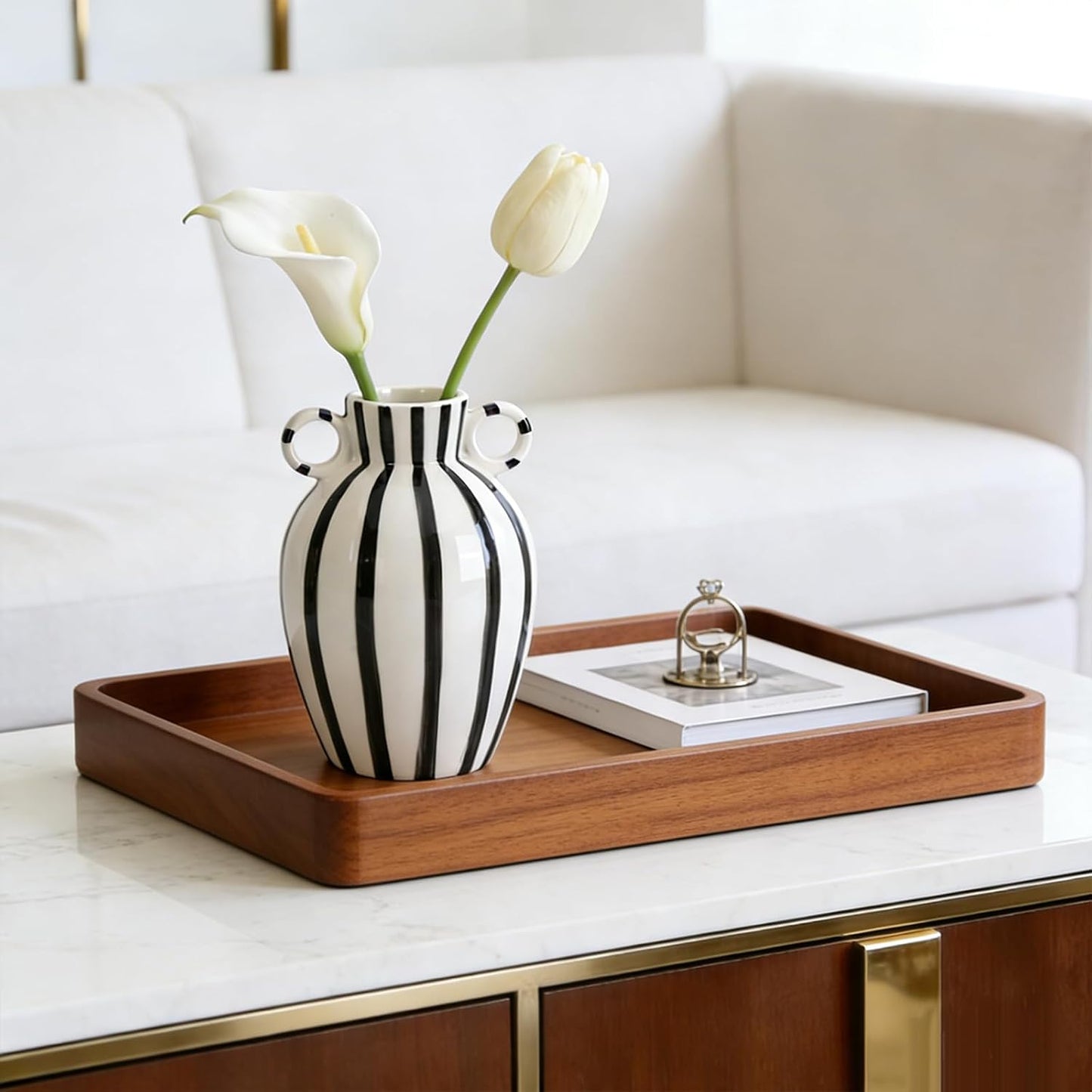 Black and White Ceramic Vase / Black White
