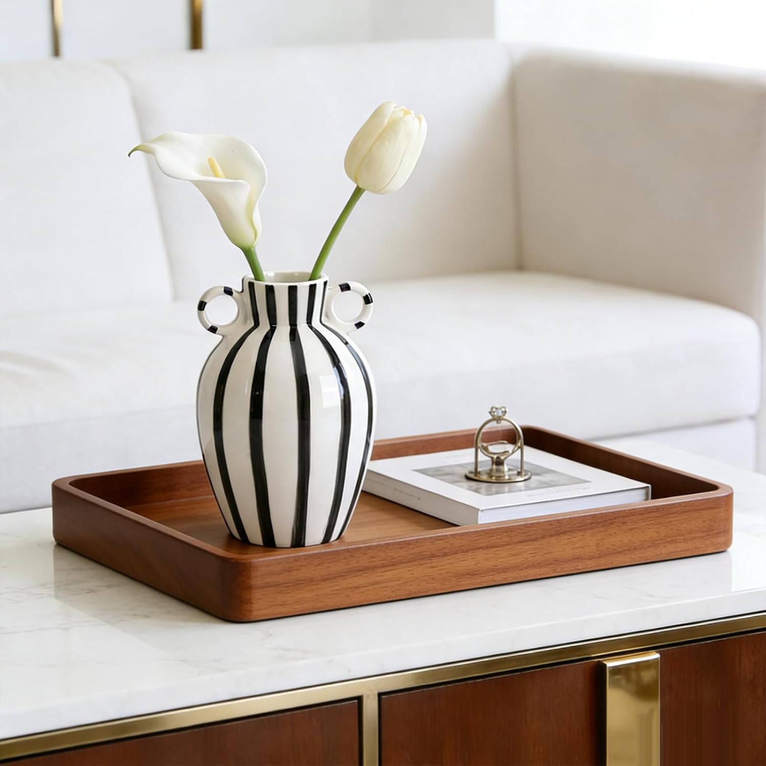 Black and White Ceramic Vase / Black White