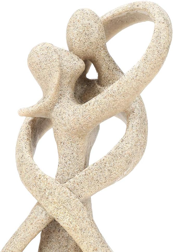 Sandstone Couple Statue / Resin Kissing Lovers Statue Sandstone Lover Hug Kiss Abstract Sculpture