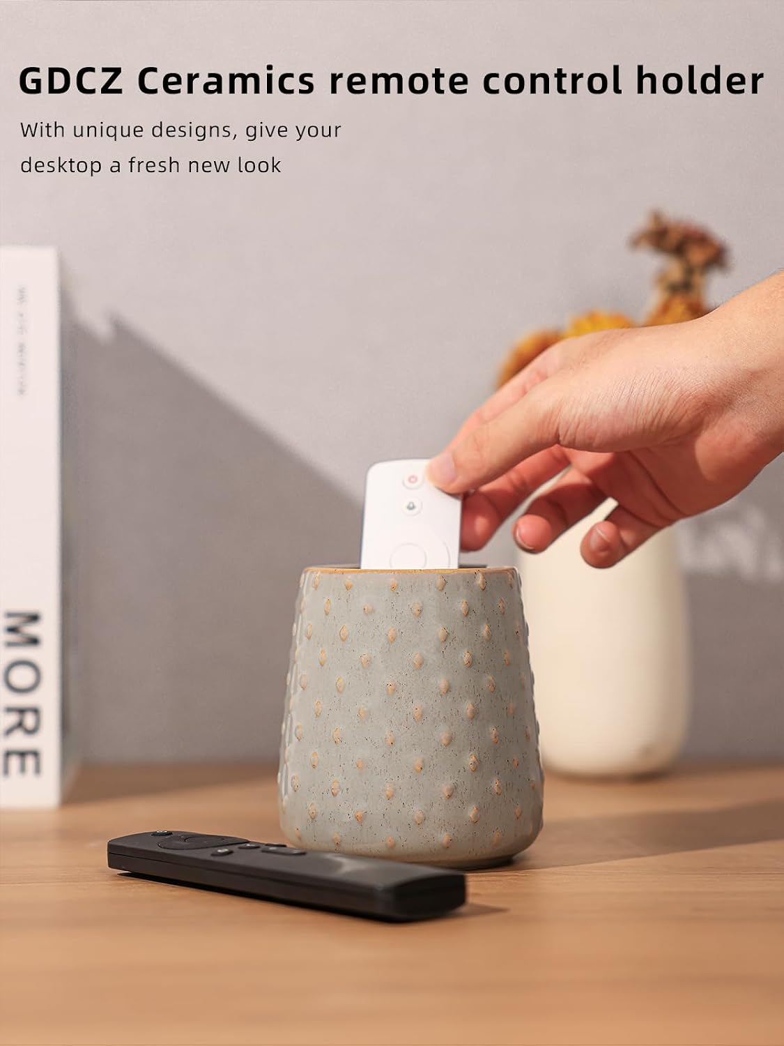 Ceramic TV Remote Control Holder / Grey