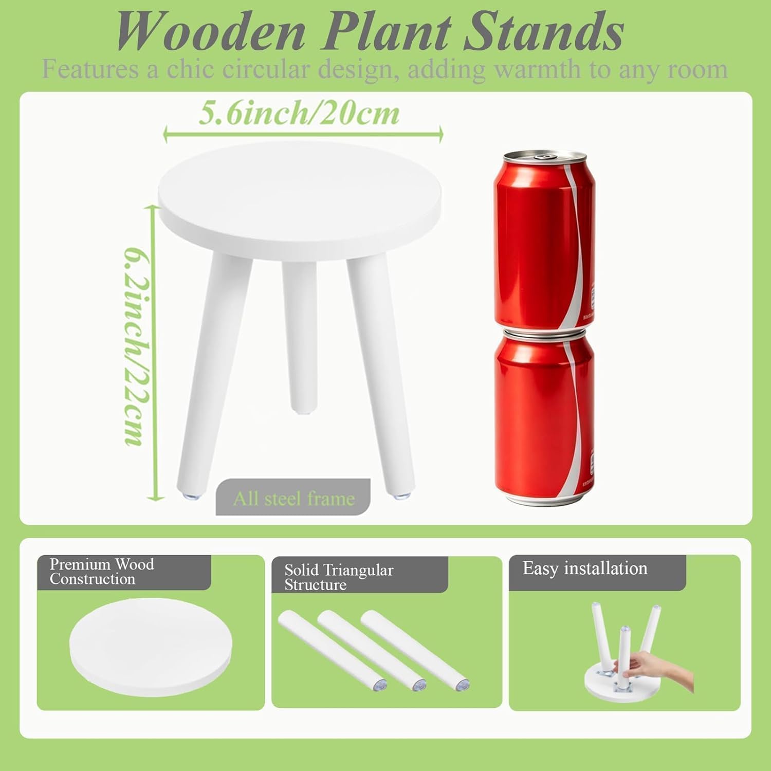 Wooden Planter Stands Holder Mid Century Plant Riser / 1PC 8.6 / White