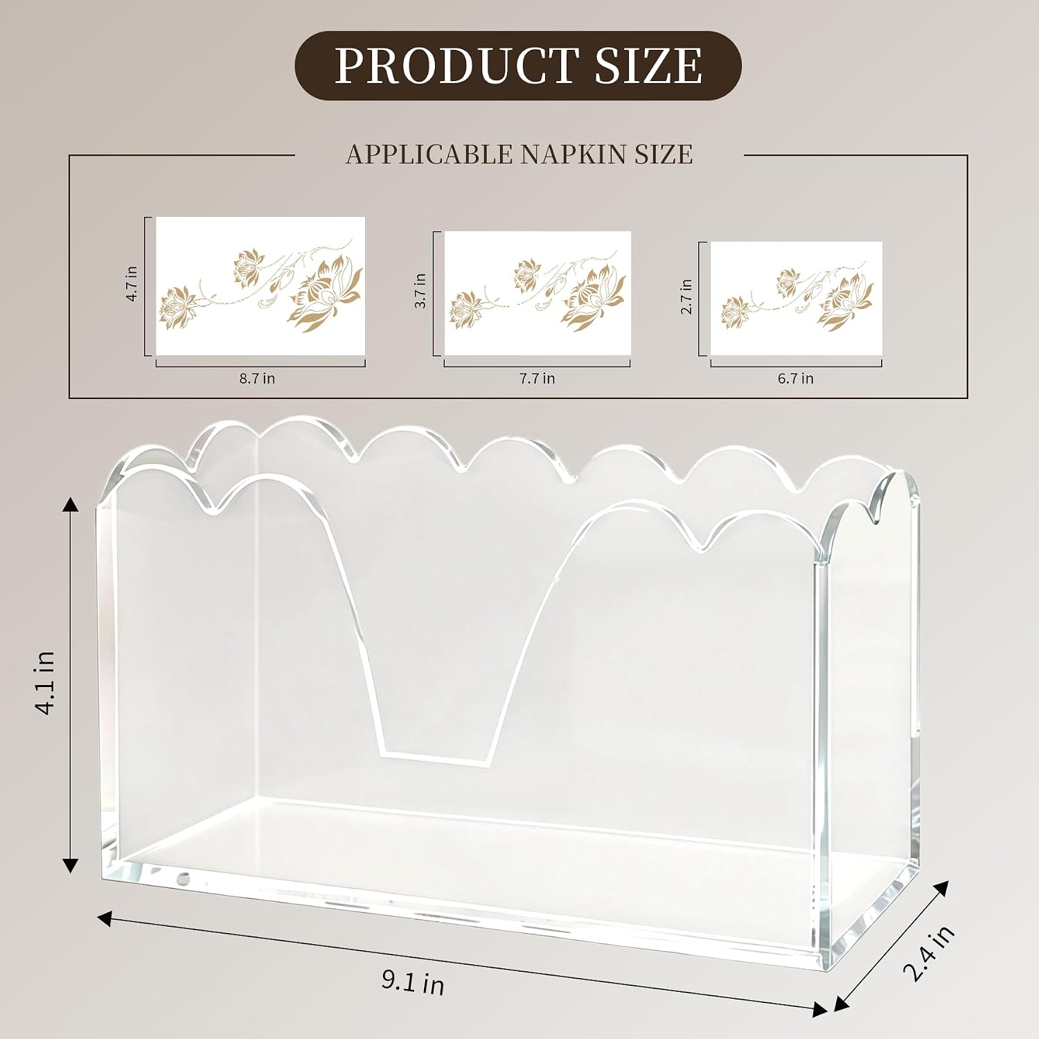 Acrylic Napkin Holder Waterproof Splash-Proof Guest Towel Holder / Vertical / Clear