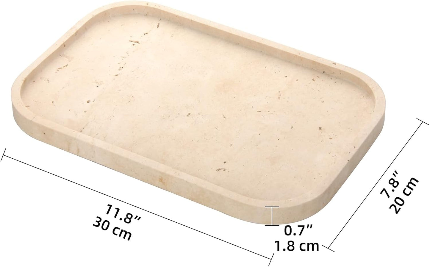 Marble Bathroom Vanity Tray / Light Travertine L / 8 x 0.7 x 12 / Natural