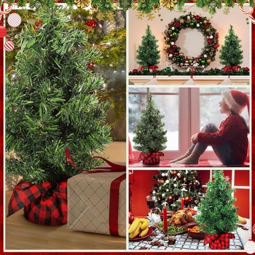 Ceenna 12 Pcs Mini Artificial Christmas Trees Tabletop Unlit,15.75 Inch