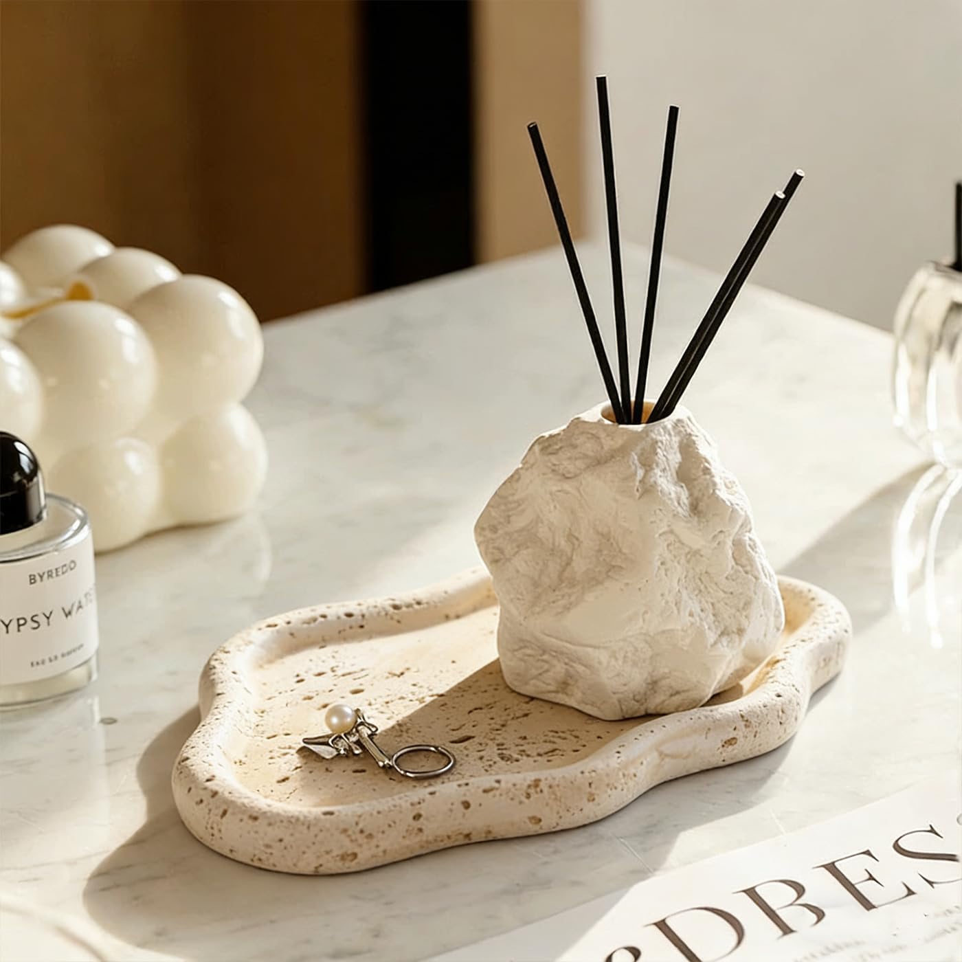 Ring Dish Holder / Faux Travertine Y