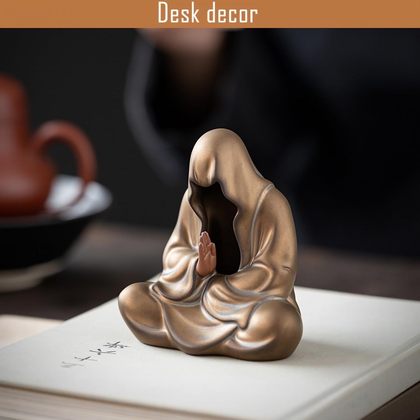 Faceless Buddha Statue Small Ceramic Buddha Figurine for Zen Meditation / Bronze