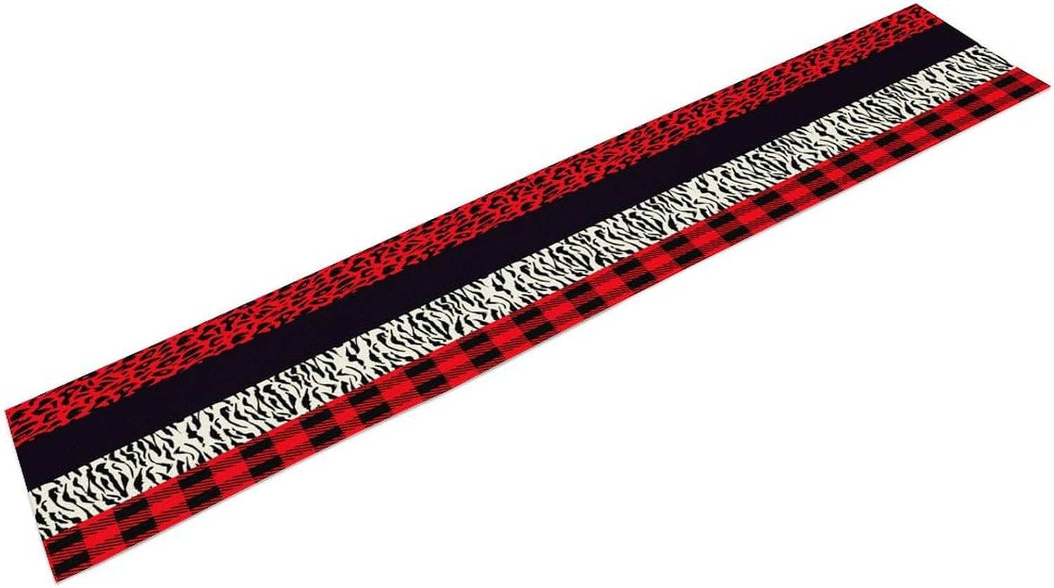 Leopard Print Table Runner Red Black Zebra Stripe Cheetah Print African Wildlife Pattern Geometric Splice Pattern