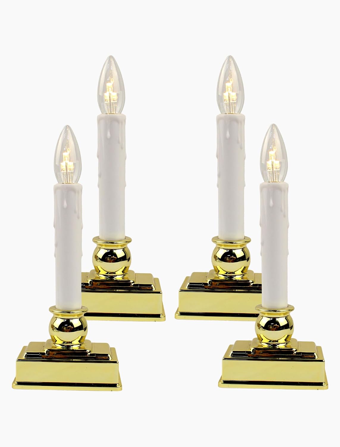 4Pk Christmas Window Candle Light 8.5In Battery Operated Candle with Timer