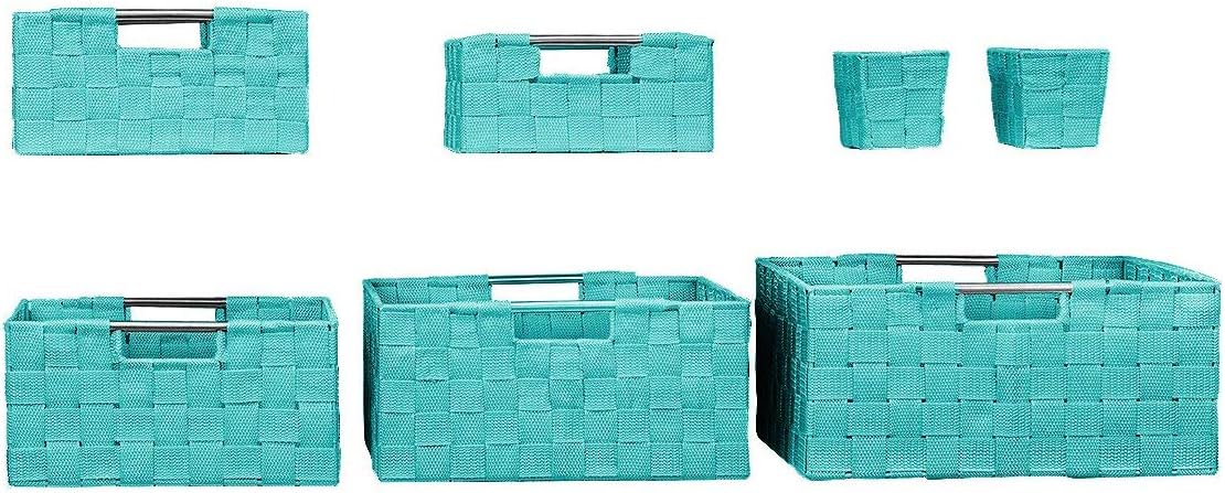 Linen Closet Organizers and Storage / 7 Piece - Aqua / Set of 7