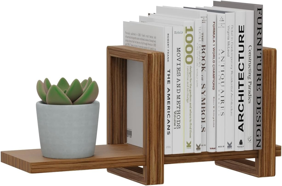 100% Solid Wood Adjustable Desktop Bookshelf, Retro Tabletop Bookshelf, Desk Shelf Holder for Living Room, Home