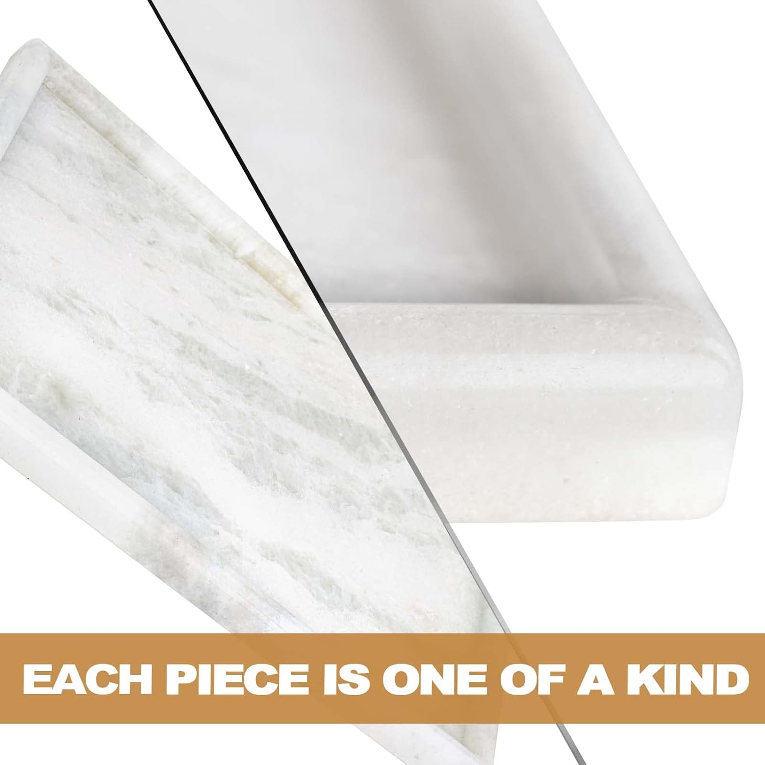 Perfume Candle Tray / White Marble-namib Fantasy / 12 x 7 x 0.8