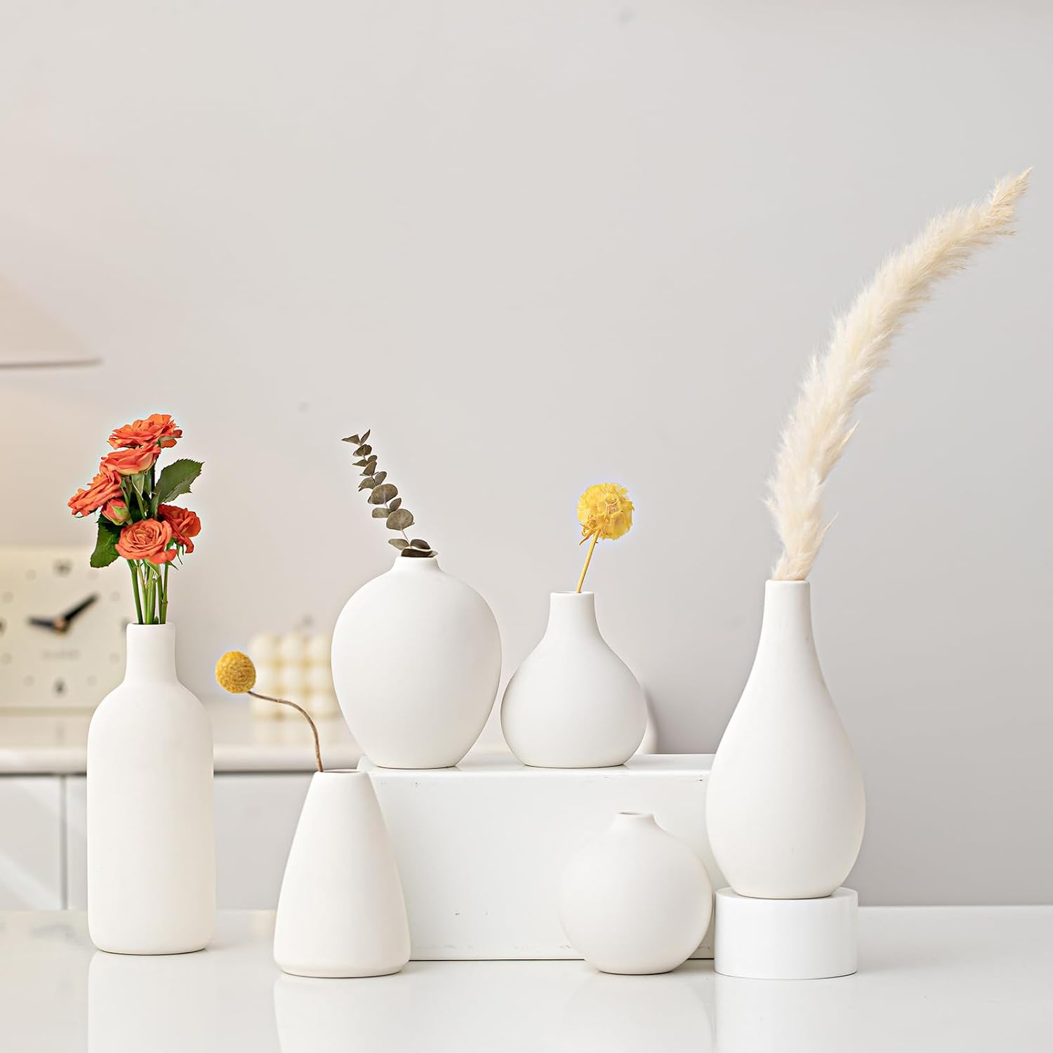White Ceramic Vase / White-gh-12 / Set of 12