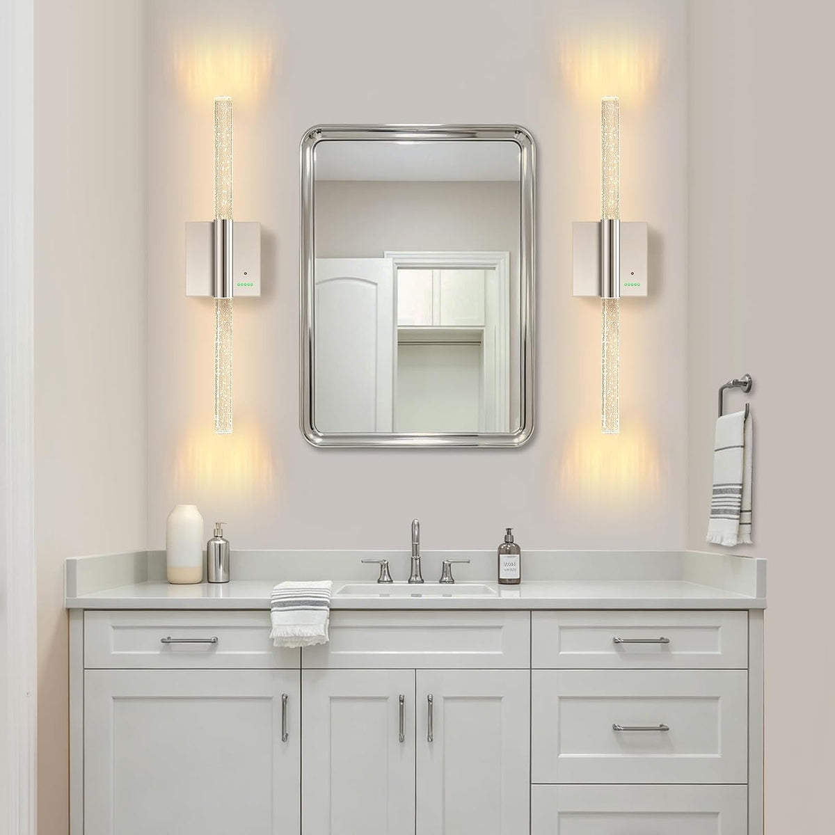 Battery Operated Wireless Wall Sconces, 2 Pack Dimmable Wall Lighting | Slypadan Extra Large Rechargeable
