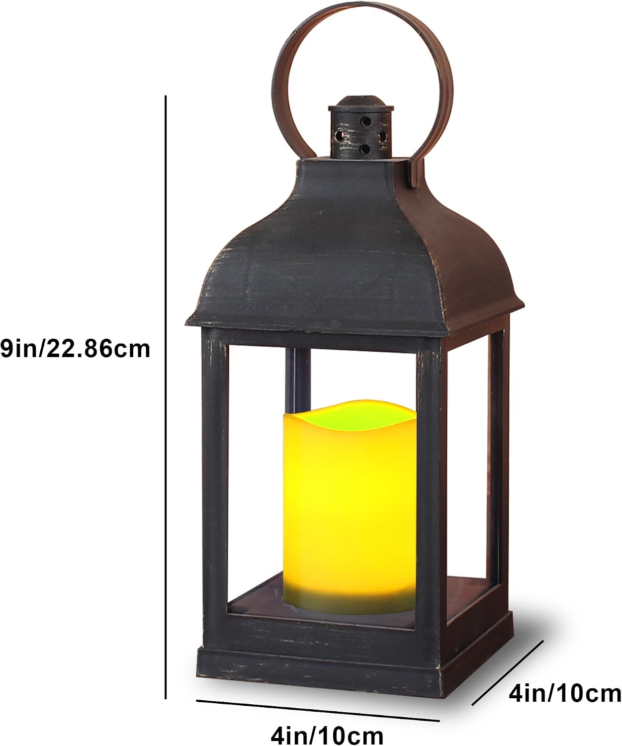 WRalwaysLX 2pack Decorative Lantern with flameless LED Candle Light, ON/Off/Timer Candle with 6Hours, Outdoor/Indoor