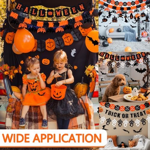 Halloween Party Decorations Kit Including Happy Halloween Paper Banner Trick or Treat Sign Garland Bat Ghost Pumpkin Happy Halloweens Indoor Decorations