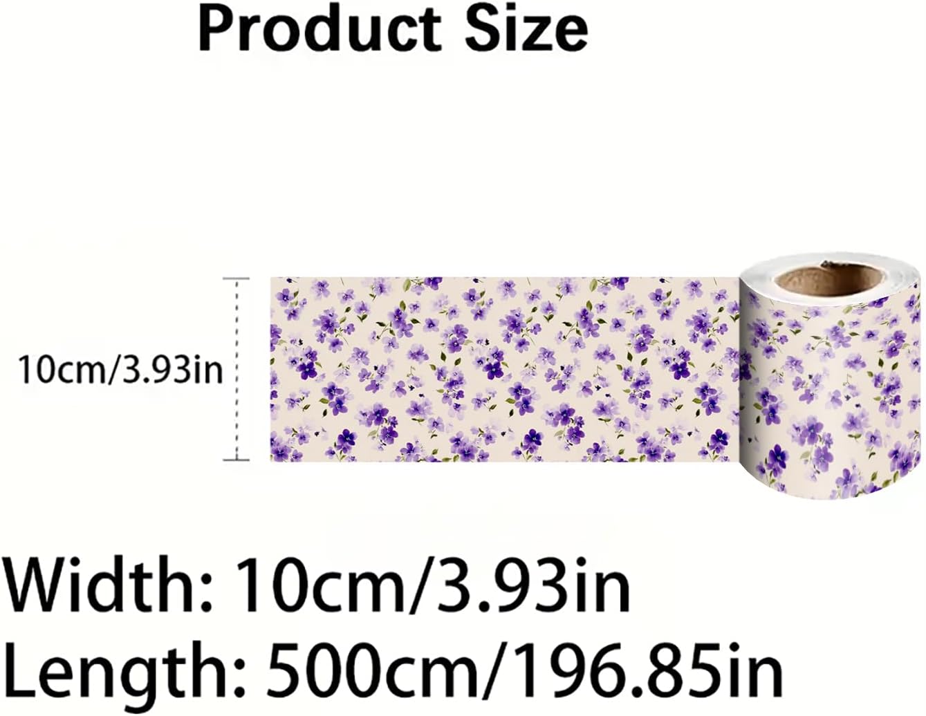 Wallpaper Border Peel and Stick Wall Border Removable Vinyl / Lavender Floral / Purple / 196 x 4