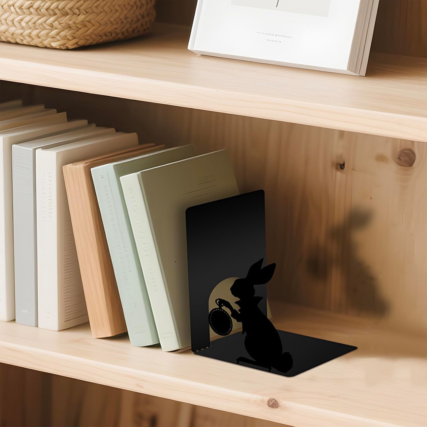Decorative Bookends Metal Stopper Shelves Nursery Office Library Bedroom for Book