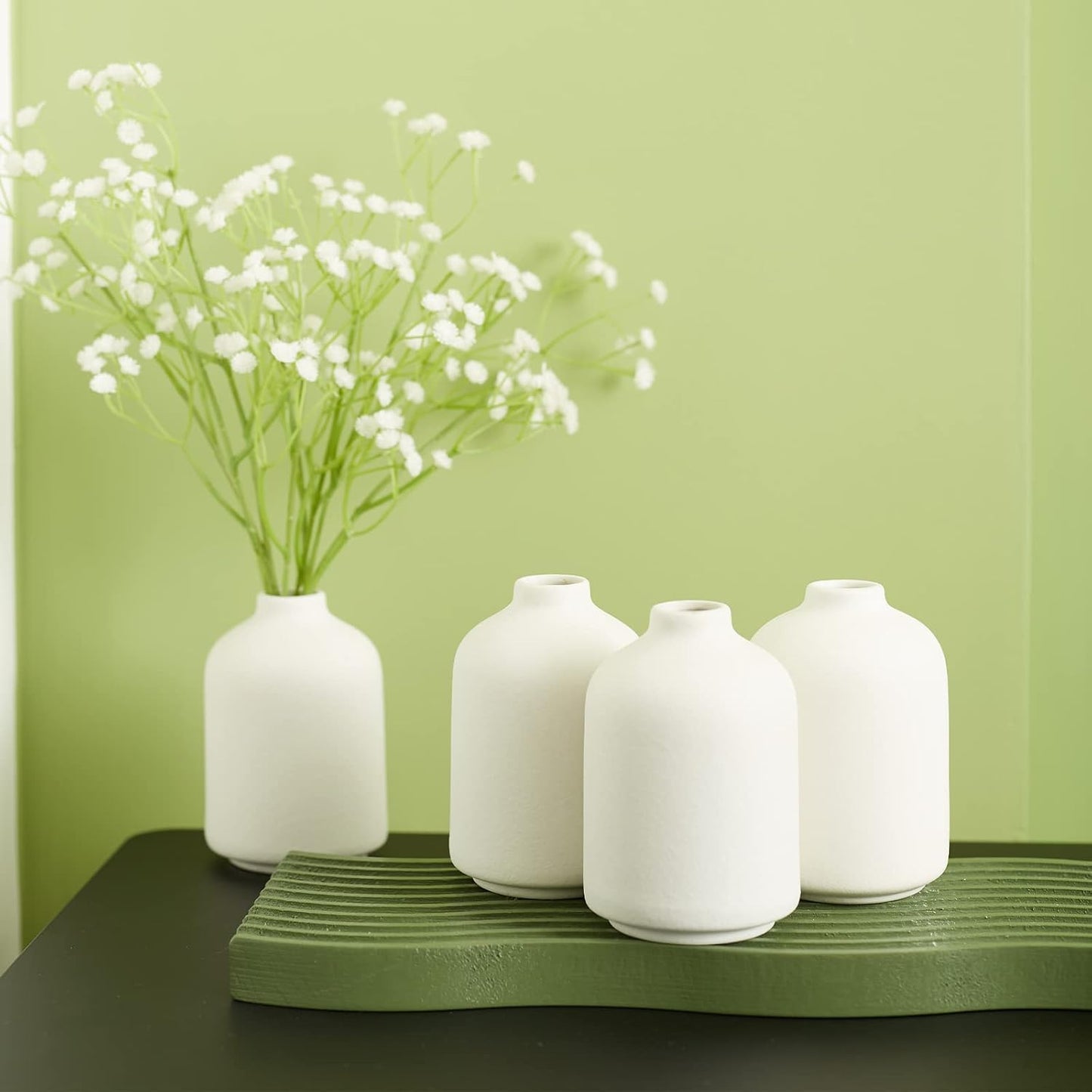 Small Ceramic Vases Set 6 for Decor / Ceramic Vase 6 / White