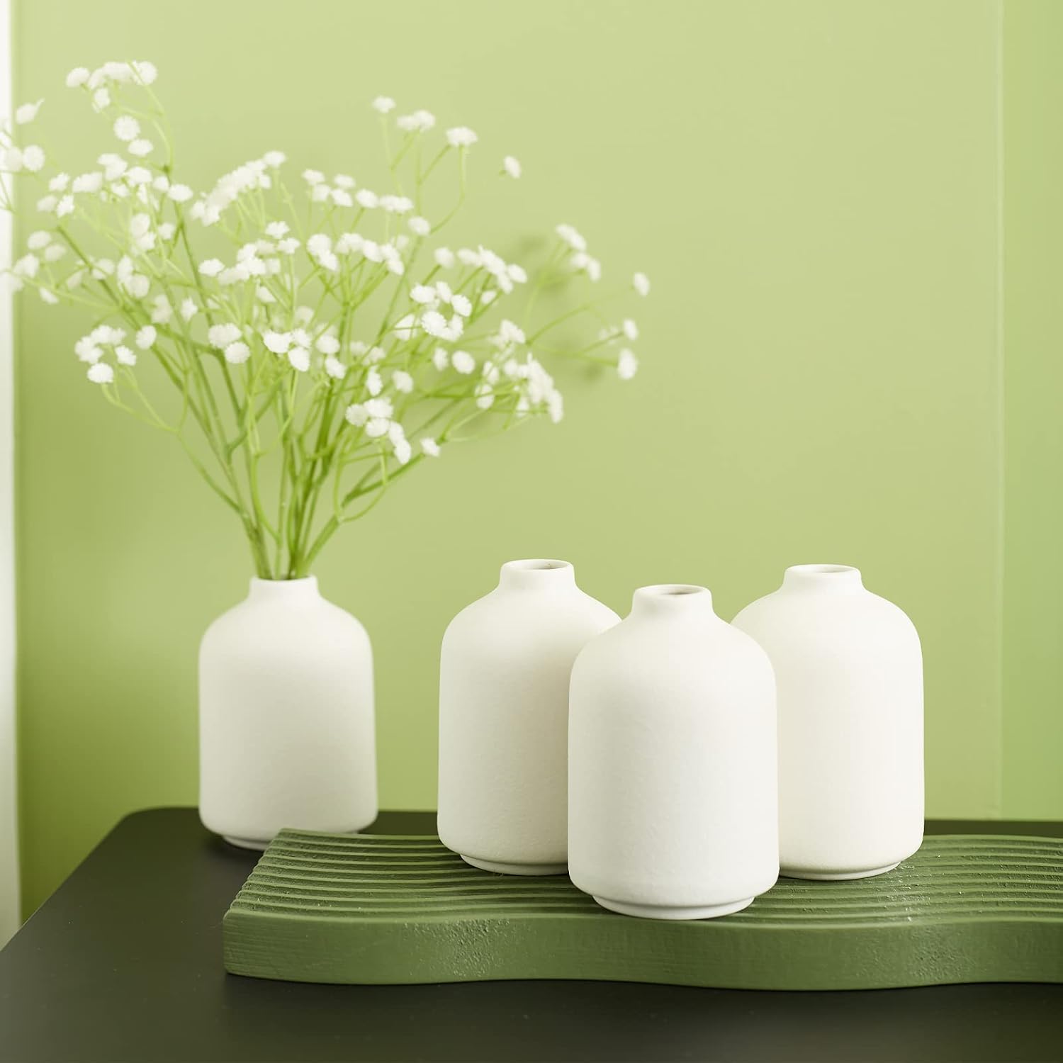 Small Ceramic Vases Set 6 for Decor / Ceramic Vase 6 / White