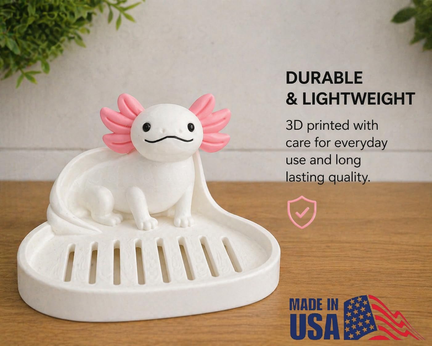 Self Draining Soap Dish Decorative Bathroom Soap Holder / Axolotl