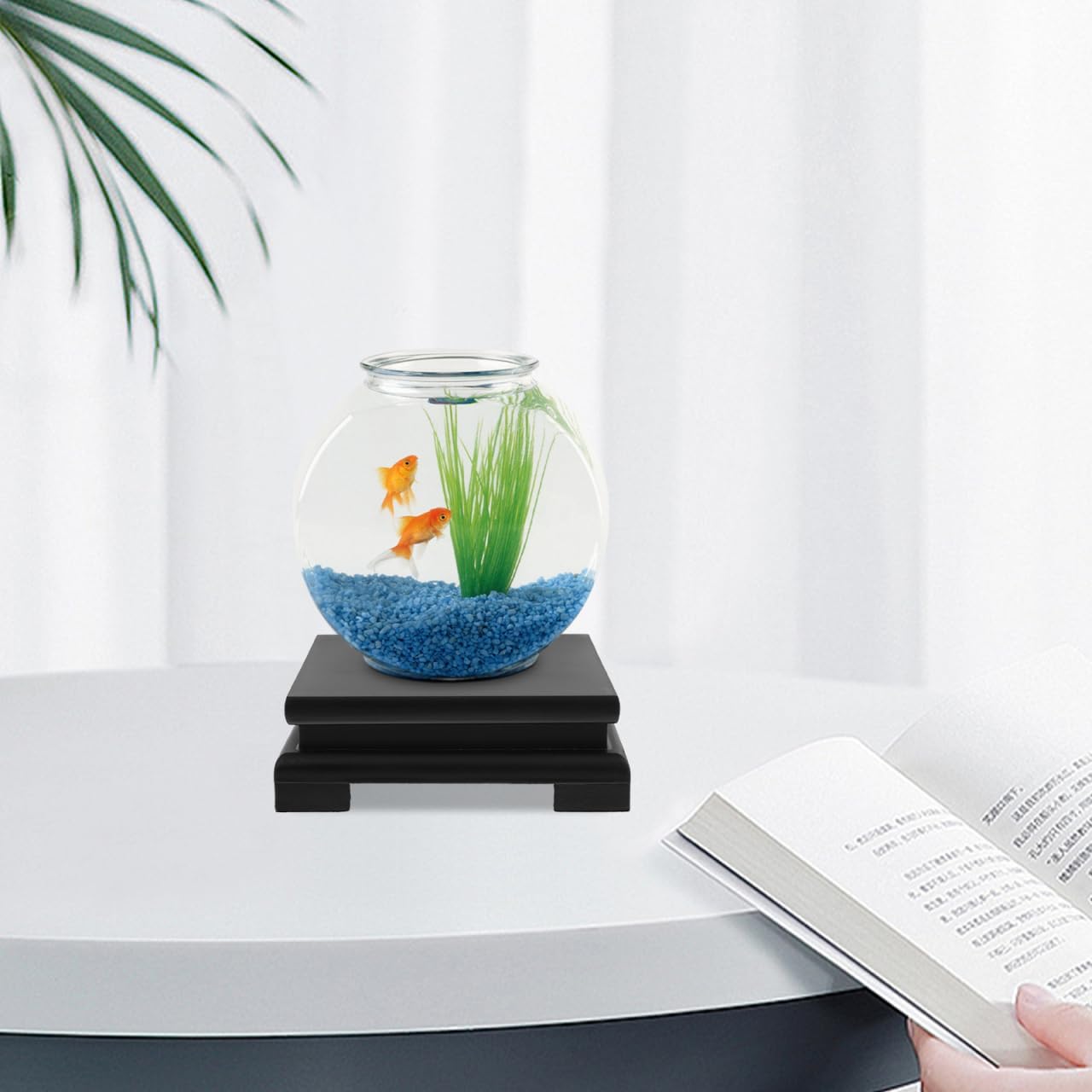 Wood Display Base In Square Pedestal Stand for Vase Statue Plant Pot Decorative / 5.90 x 5.90 x 1.96