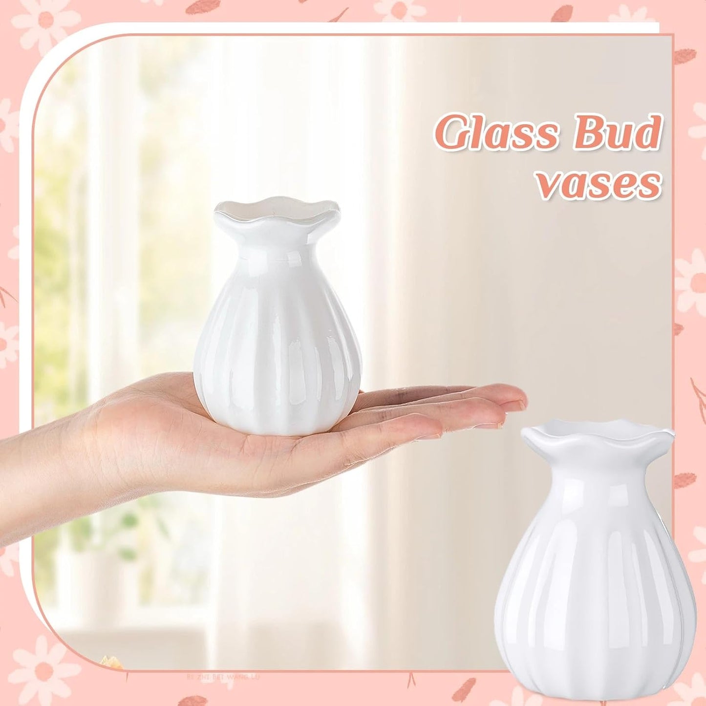 Glass Bud Vases for Centerpieces Bulk Mini Flower Bouquets Vases / White / 3.5 Inch / Set of 20