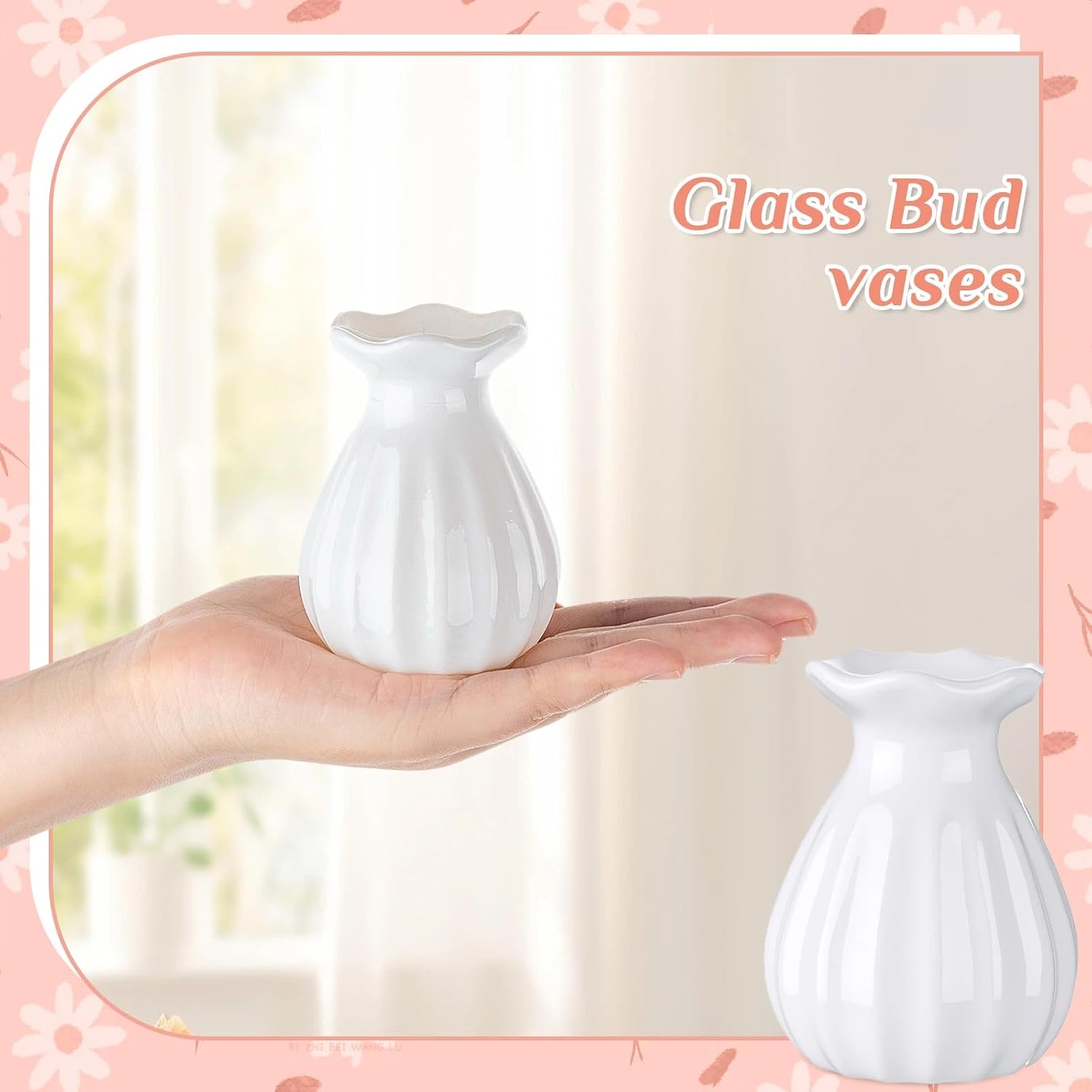 Glass Bud Vases for Centerpieces Bulk Mini Flower Bouquets Vases / White / 3.5 Inch / Set of 20