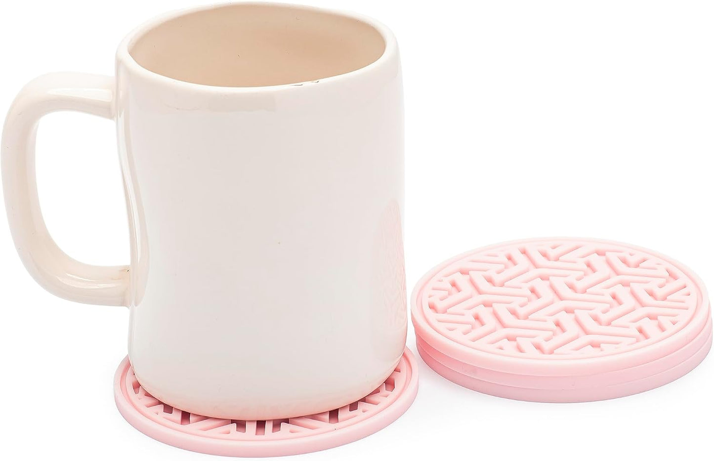 No-Slip Silicone Rubber Coasters / Light Pink / Set of 4