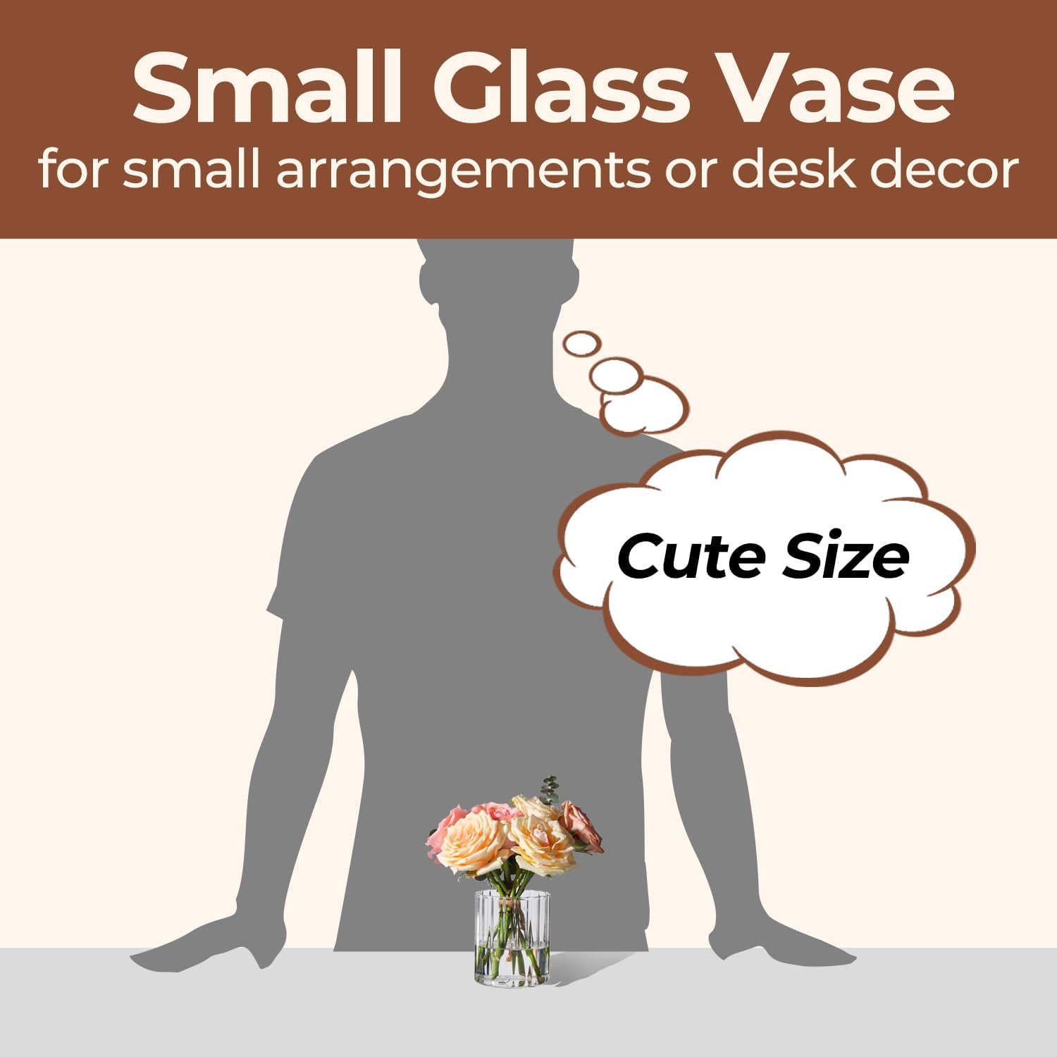 Mini Glass Cylinder Vases Tall / 4 Inch Tall / Clear / 3.9 Inch / Set of 6