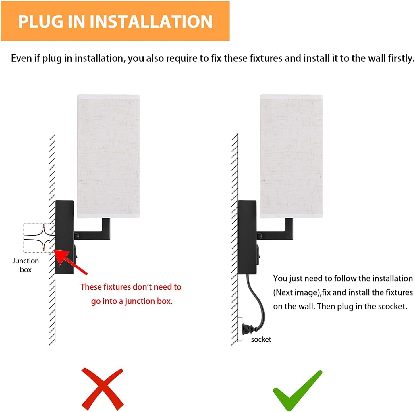 HAITRAL Wall Sconces Plug in with Bulbs - Wall Lamps for Bedroom with USB and Outlet,Sconces Wall Decor Set of 2 with