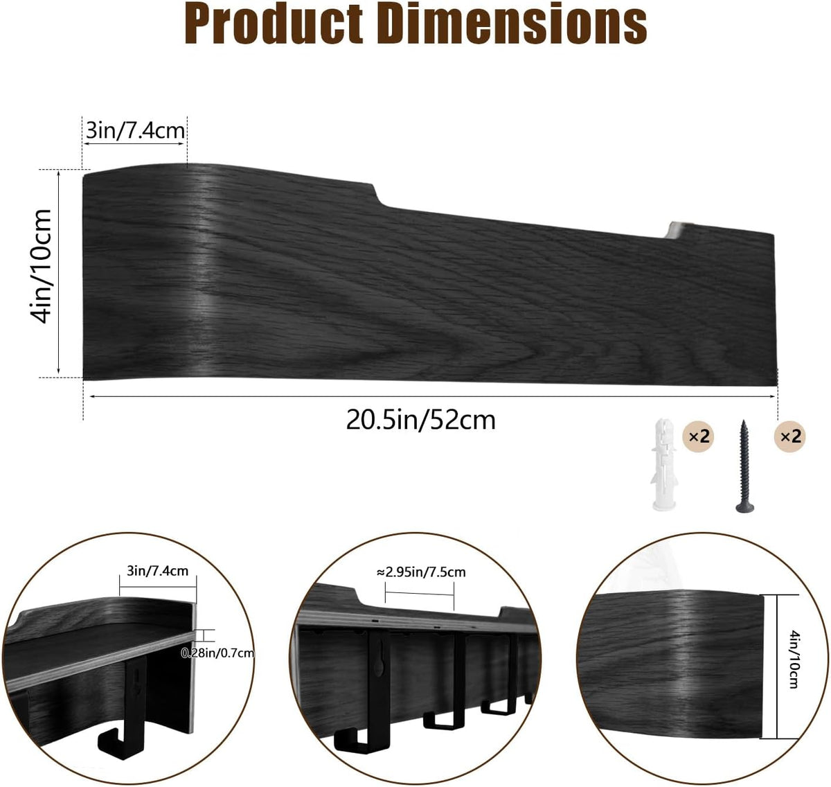 Coat Rack Wall Mount with Hidden Hooks, Wall Hooks with Shelf, Wall Key Holder Mount Wooden Shelf Entryway Hooks for
