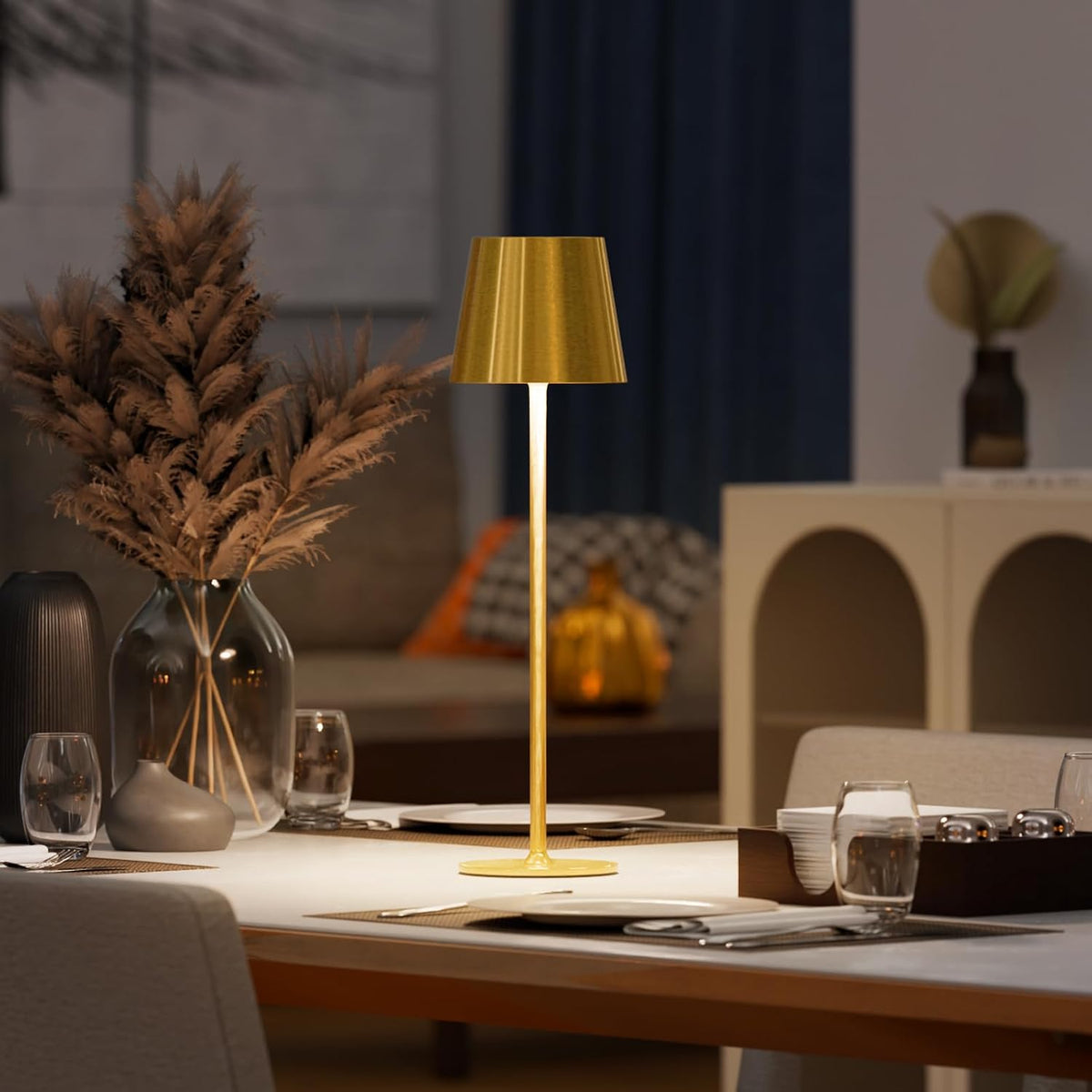 uuffoo 3 Pack Rechargeable Cordless Table Lamps, 5200mAh Battery Operated Lamp Portable Waterproof, Stepless Dimmable