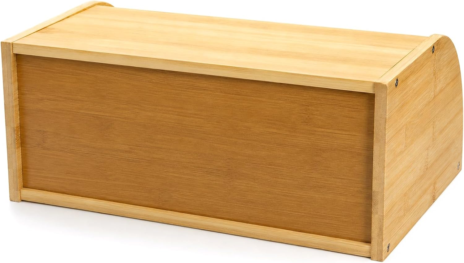 Lawei Bamboo Bread Box, Large Natural Roll Top Wood Bread Box, Countertop Bread Storage Bin, Bread Boxes Holder for