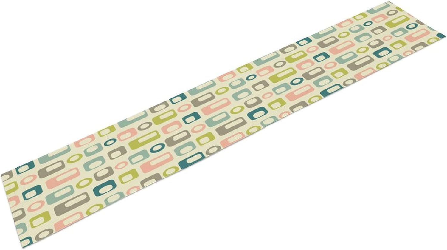 Mid Century Table Runner,Colorful Abstract Aesthetic Geometric Minimalist Patterns Printed Linen Table Runner for Home
