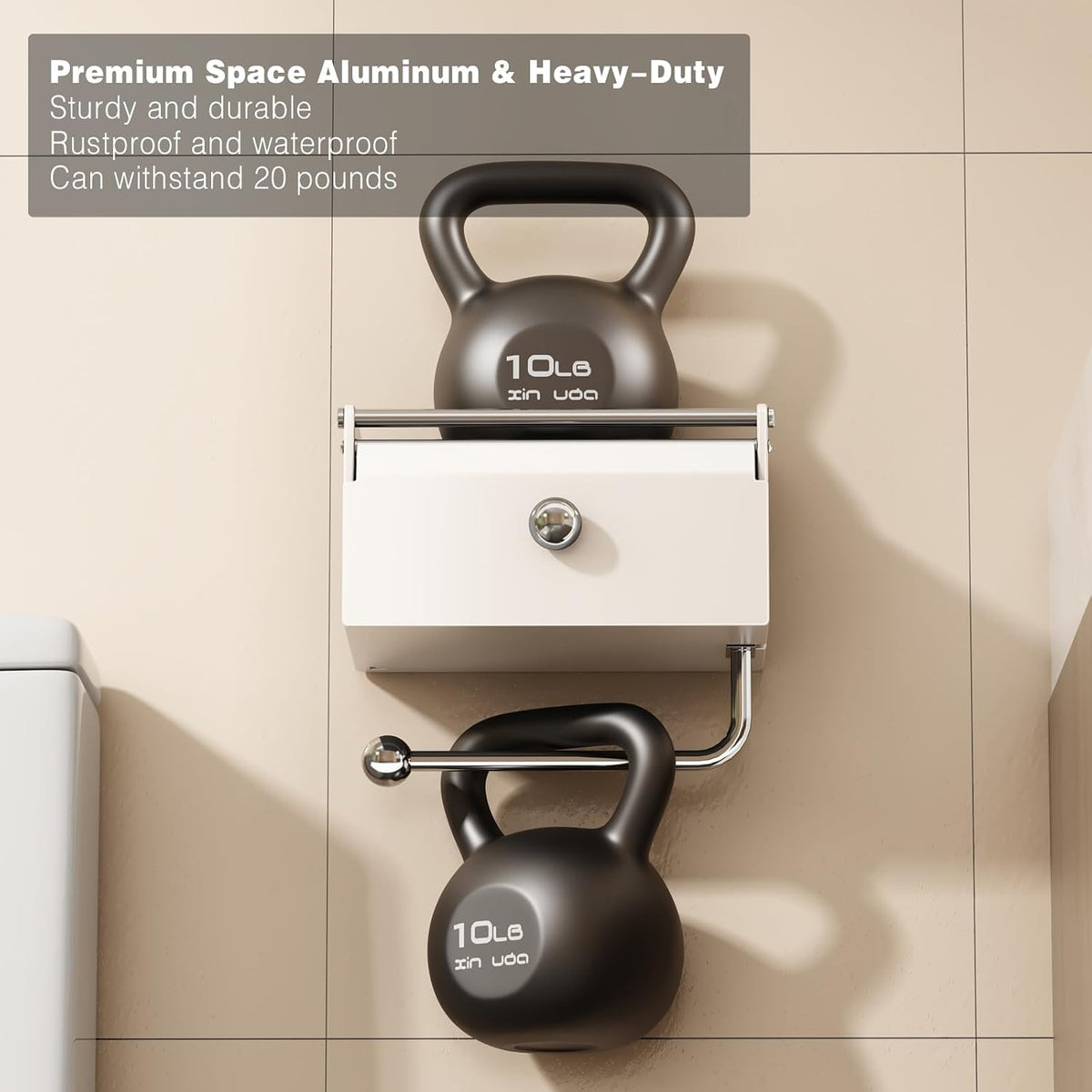 Voldra Toilet Paper Holder with Shelf, Flushable Wipes Dispenser for Bathroom, Adhesive Toilet Paper Roll Holder with