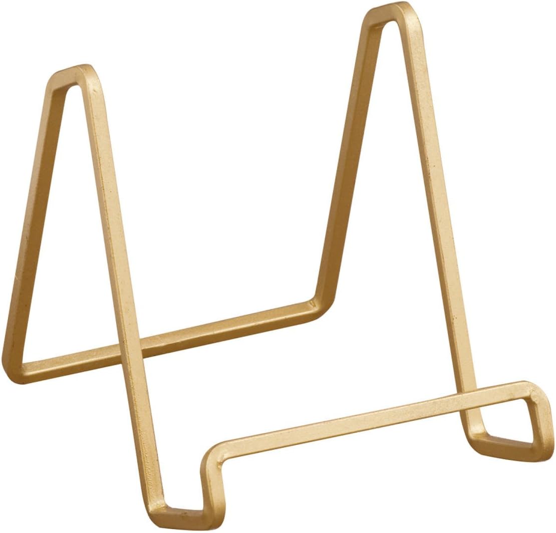 Tripar 6-Pack 6-Inch Metal Gold Painted Square Book Holder/Stand, Wire Mini Easel, Small Photo Stands for Table