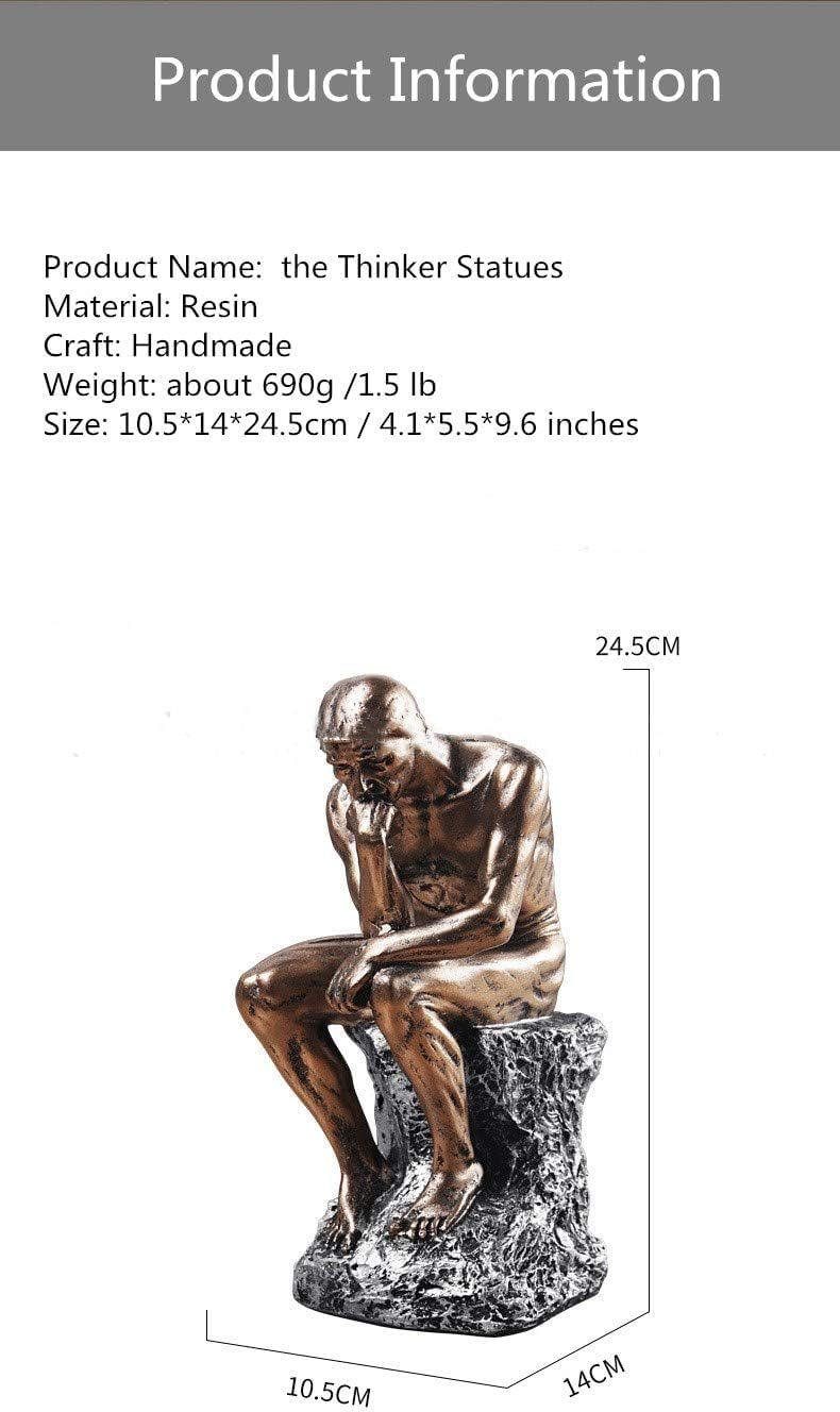 Creative Thinker Statues Individual Figurine / Silver / 9.6 Inch