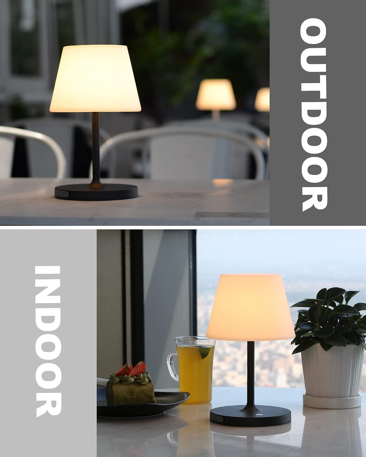 WEILAILUX Outdoor Battery Operated Table Lamp Waterproof, 4000mAh Cordless Table Lamp Rechargeable, Touch Dimmable Desk