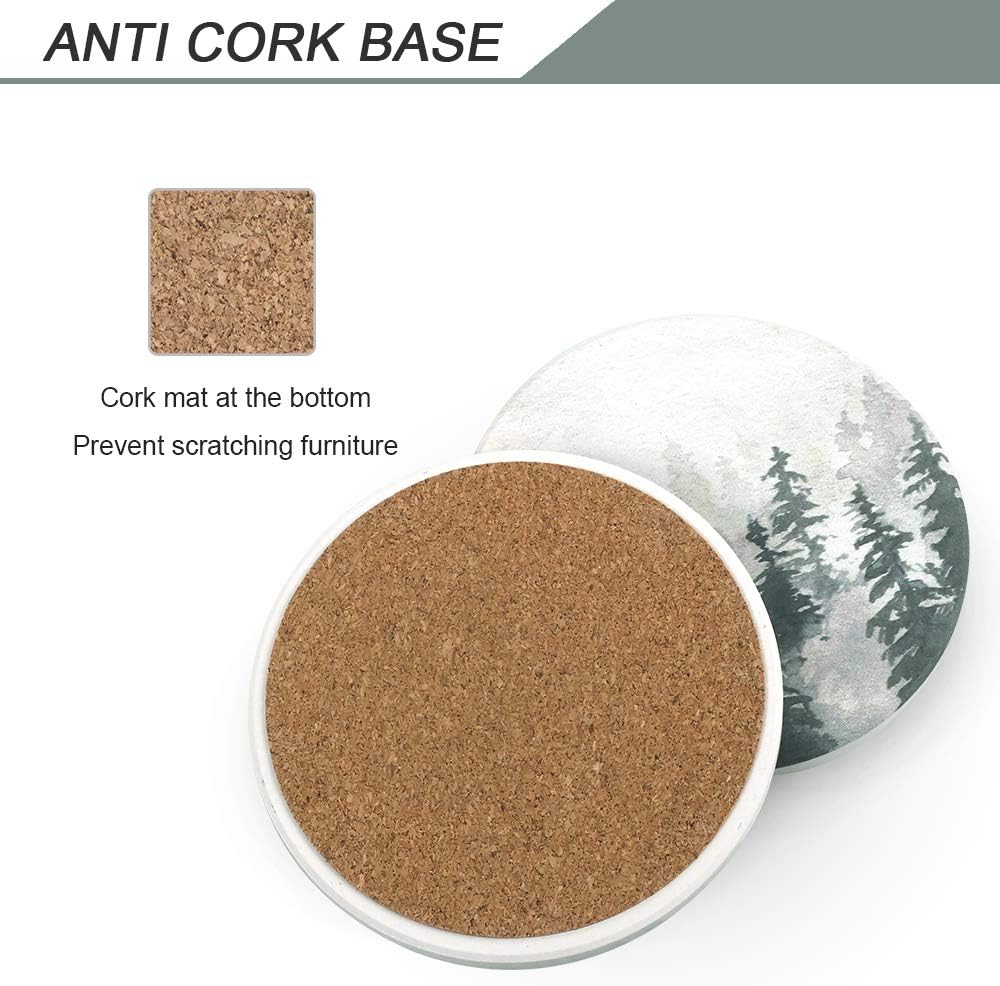 Ceramic Stone and Cork Base for Kinds / Forest / Set of 4