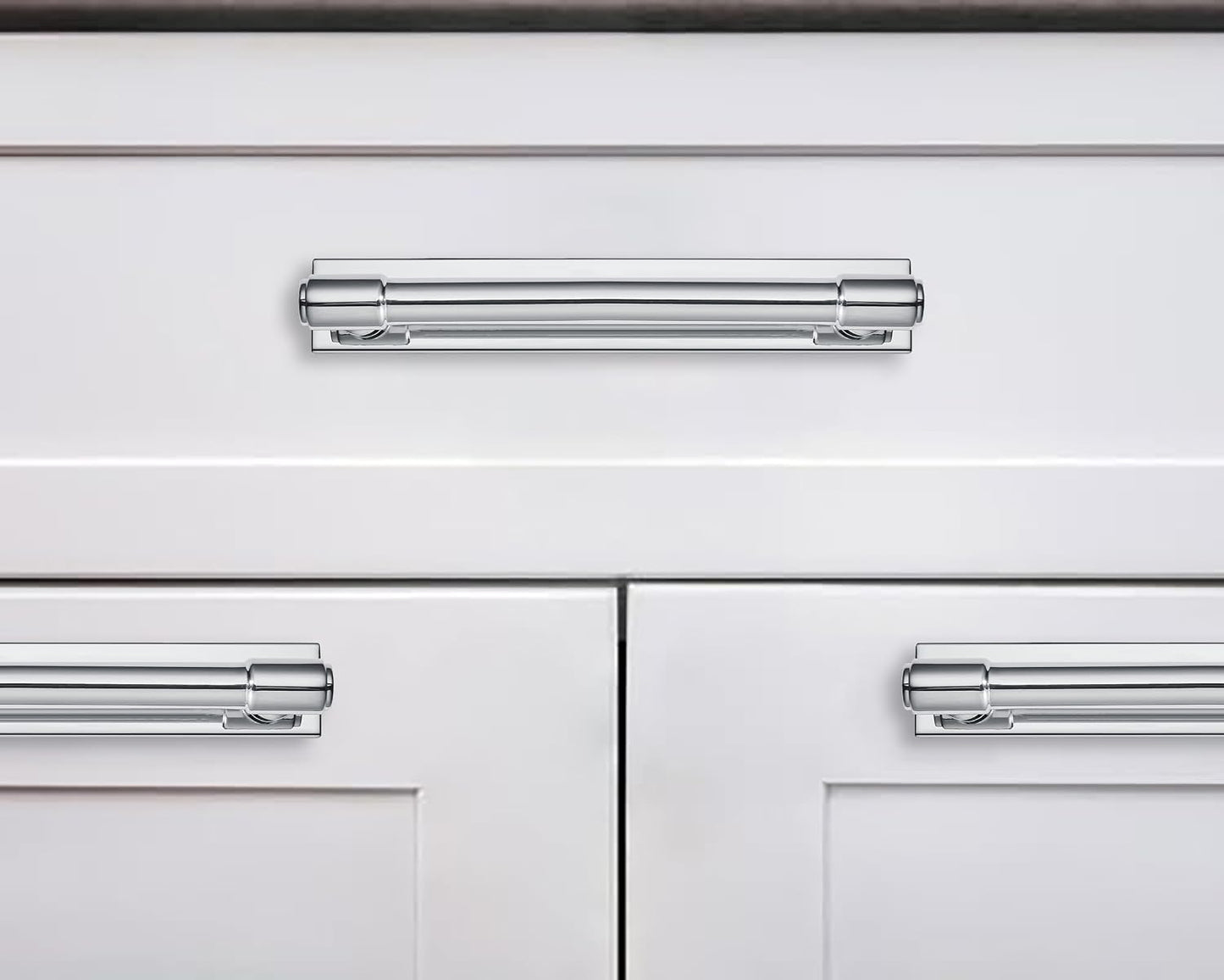5 Pack 6 Inch（152 mm Center to Center Polished Chrome Cabinet Pull Backplate with Base Plate Zinc Solid Kitchen Cabinet