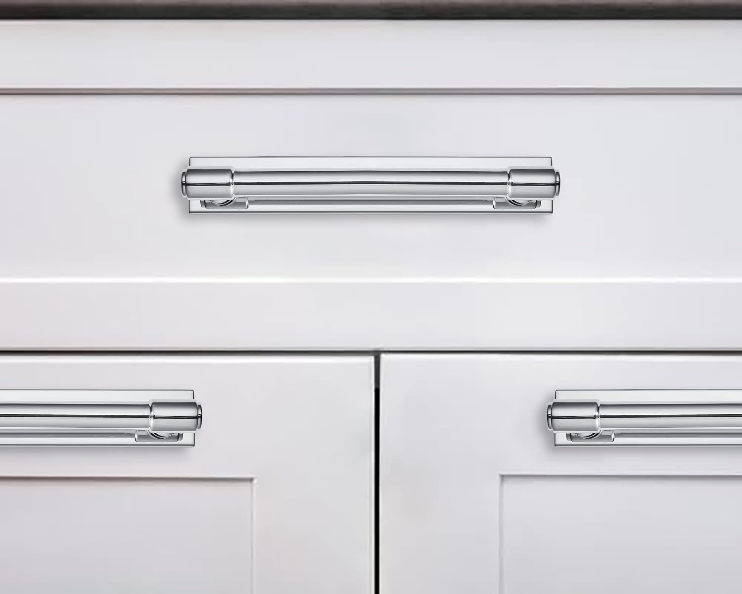 5 Pack 6 Inch（152 mm Center to Center Polished Chrome Cabinet Pull Backplate with Base Plate Zinc Solid Kitchen Cabinet