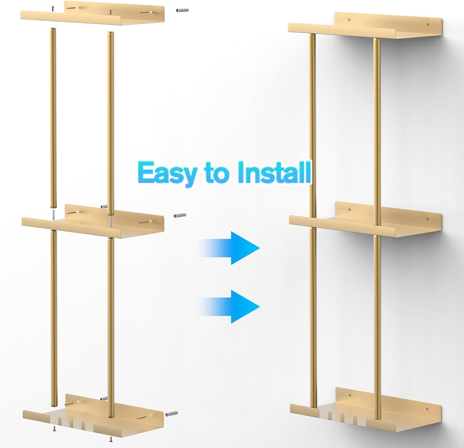Liuoud Towel Rack for Bathroom, Wall Mounted Vertical Rolled Towel Storage Organizer Holder with Shelf, Holds Up 6