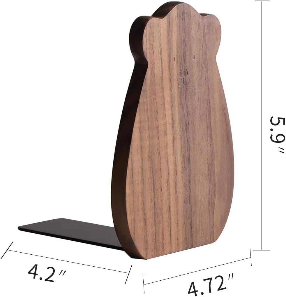 Non-Skip Wooden Bookends / Walnut 1 Pair