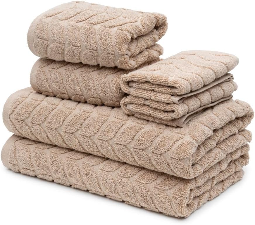 BAGNO MILANO Turkish Cotton Bath Towels, Hand Towels - Soft Plush Jacquard Collection - Highly Absorbent Towel Set