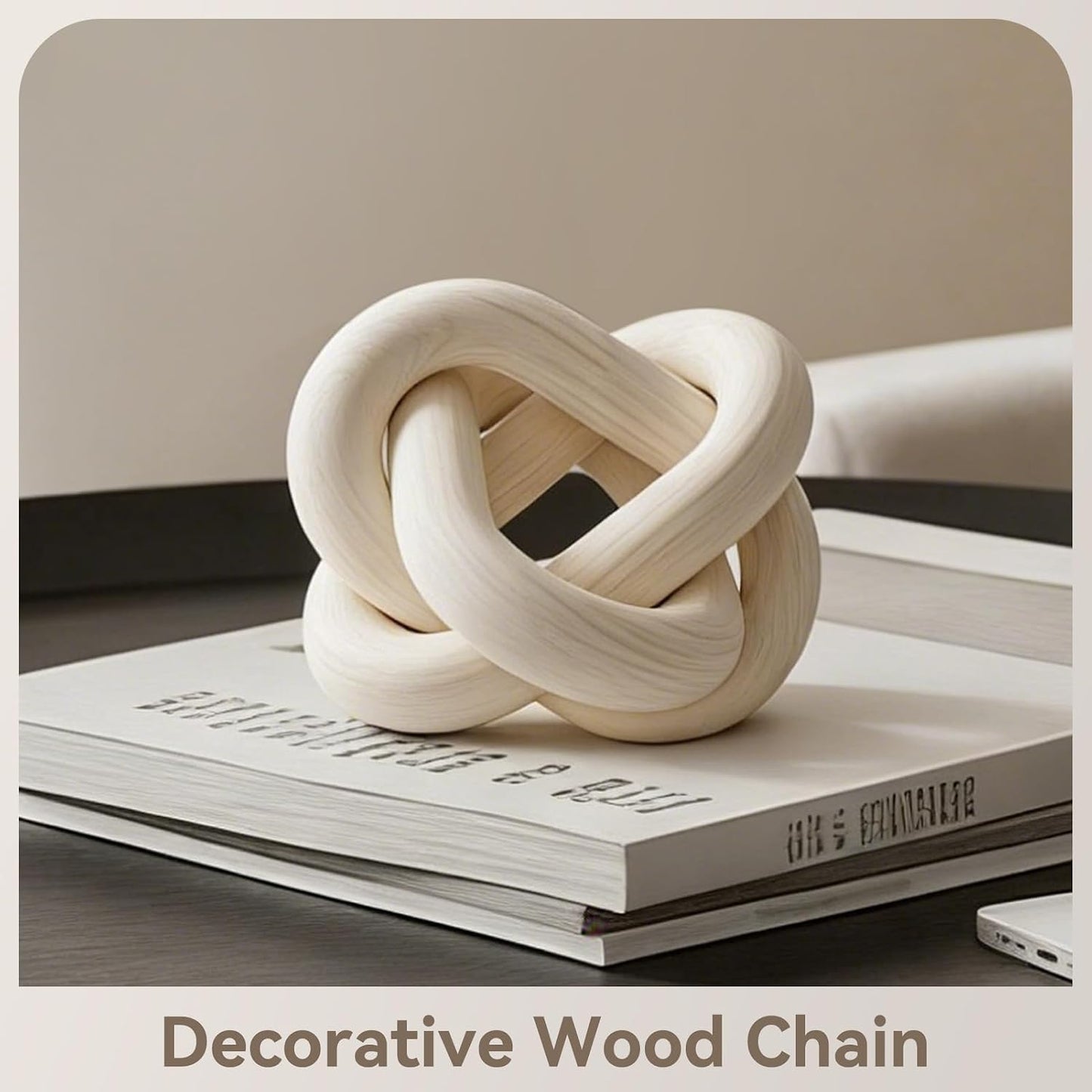 3 Link Decor Wood Knot Wooden Chain Link Decorations Hand Carved Decorative Wooden Knot for Coffee