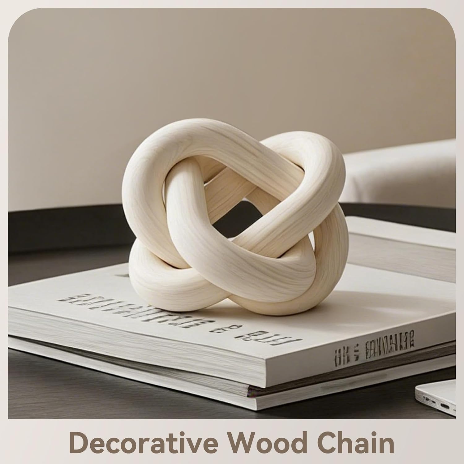 3 Link Decor Wood Knot Wooden Chain Link Decorations Hand Carved Decorative Wooden Knot for Coffee