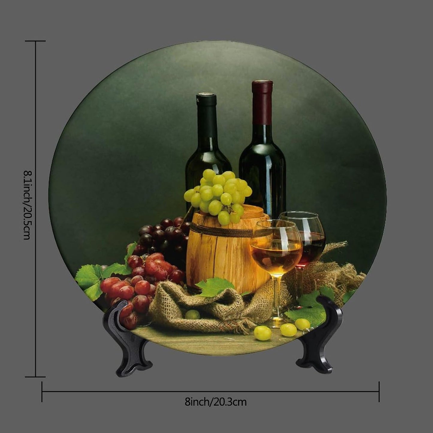 Stand / Decorative Plate Stand / 8 Inch / Red Wine Bottle