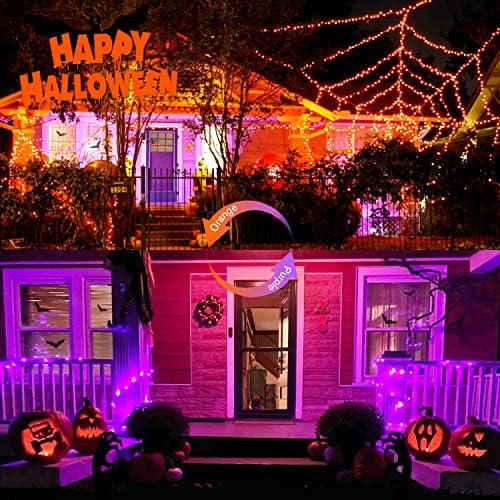 JMEXSUSS 100 LED Orange & Purple Halloween Lights Plug in